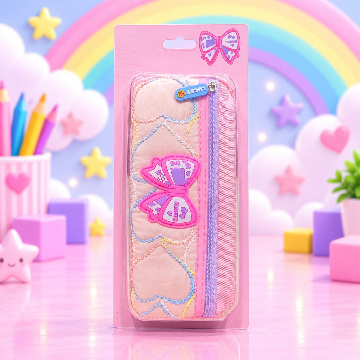 Pink Butterfly Kids Geometry Pouch