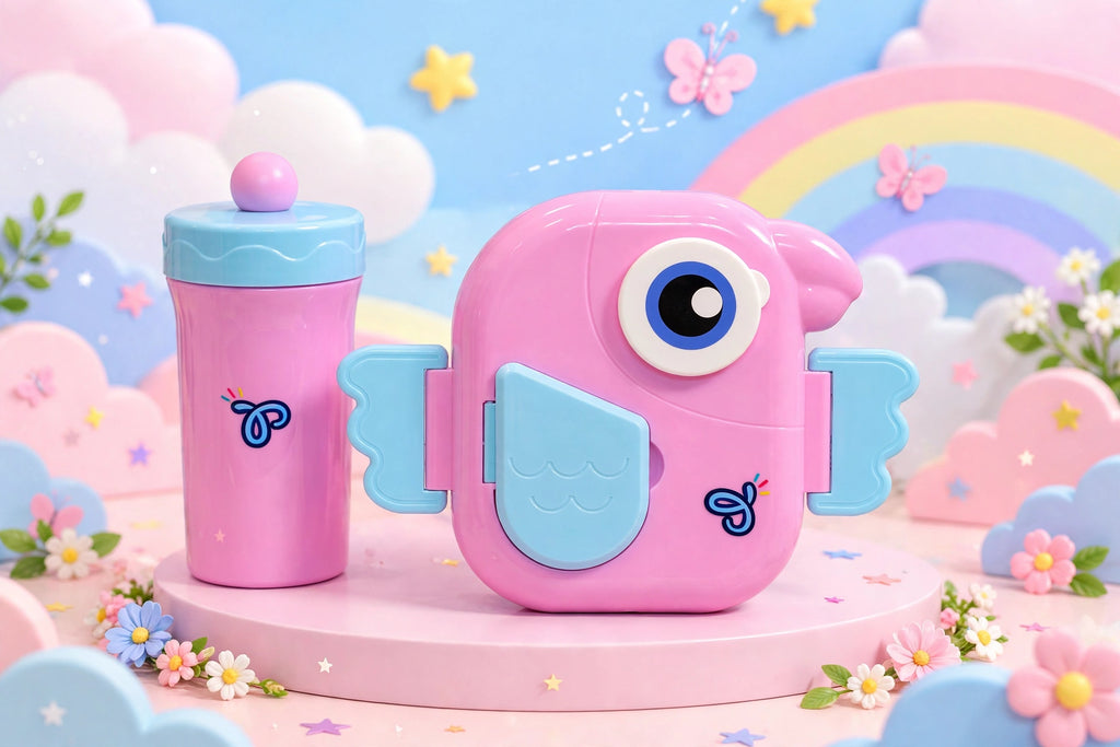 Pink Owl Kids Lunch Box & Bottle Set
