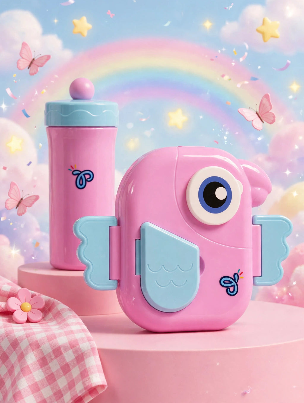 Pink Owl Kids Lunch Box & Bottle Set