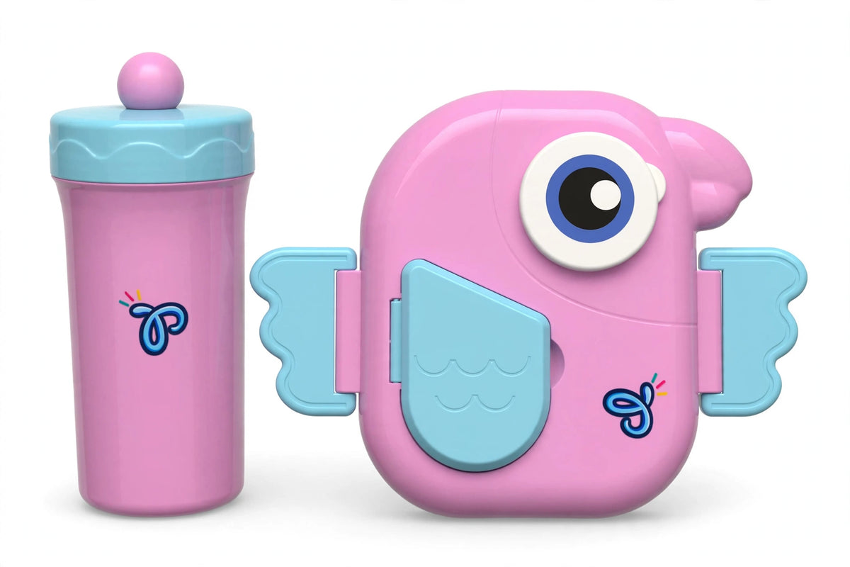 Pink Owl Kids Lunch Box & Bottle Set