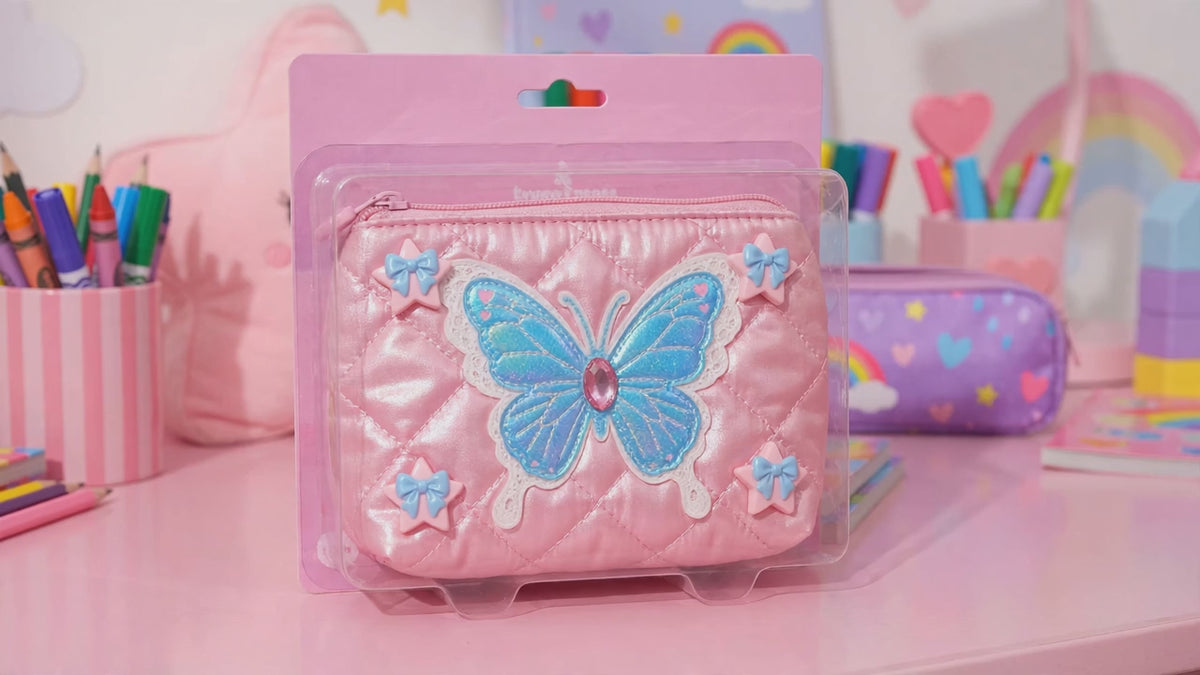 Pink Butterfly Kids Geometry Pouch