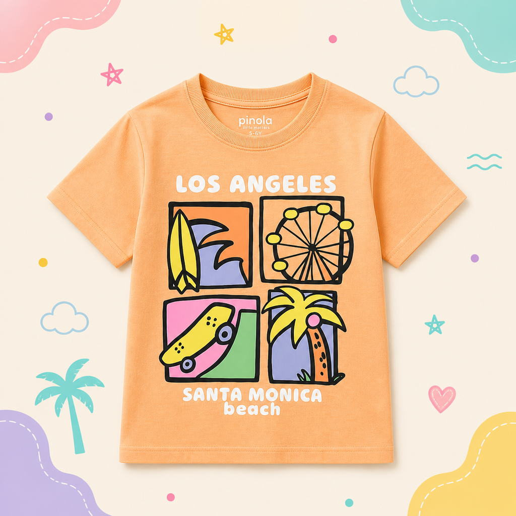 Pinola LA Vibes Kids T-Shirt – Peach