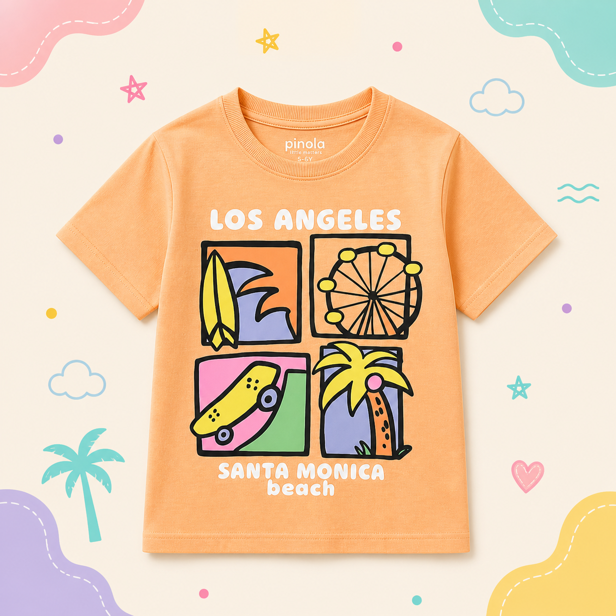 Pinola LA Vibes Kids T-Shirt – Peach