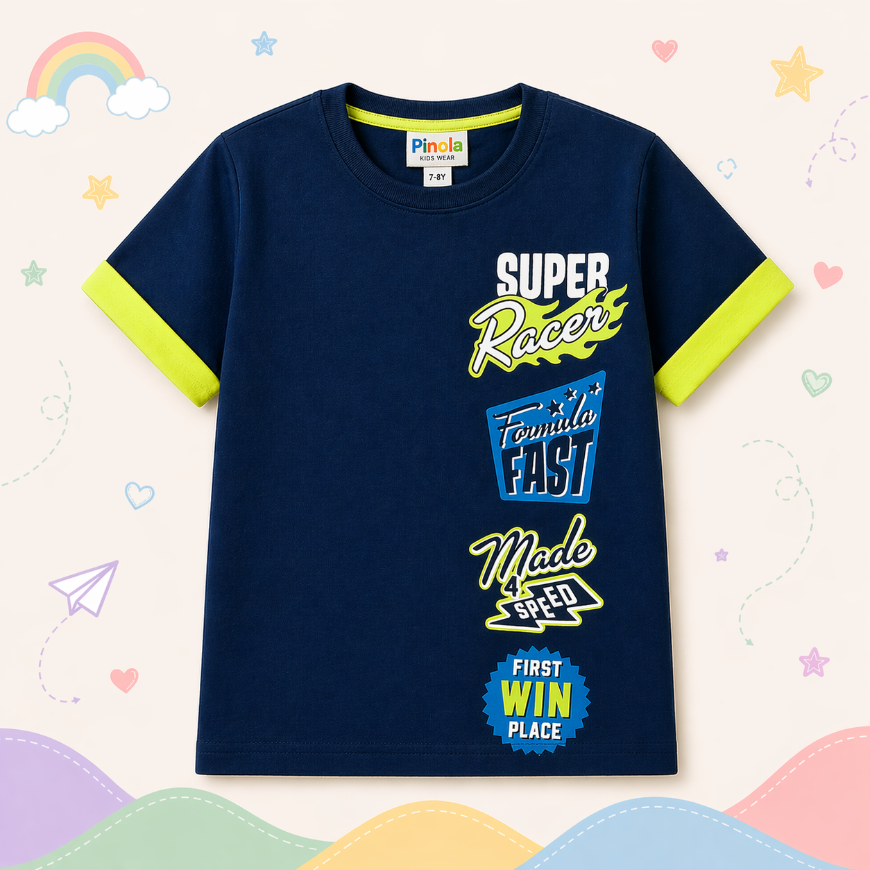 Pinola Boys Navy Graphic T-Shirt – Super Racer Print