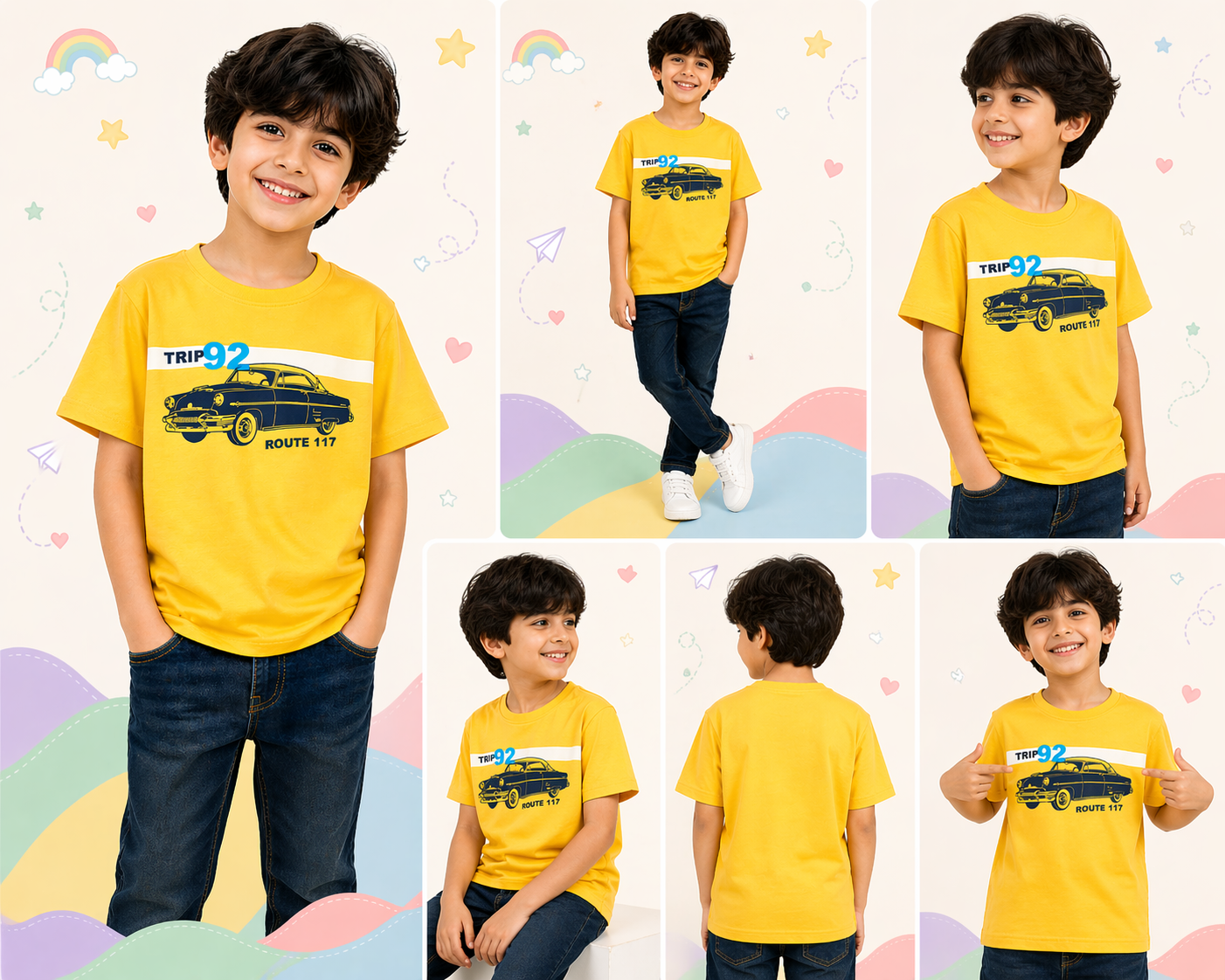 Pinola Boys Yellow Graphic T-Shirt – Trip 92 Car Print