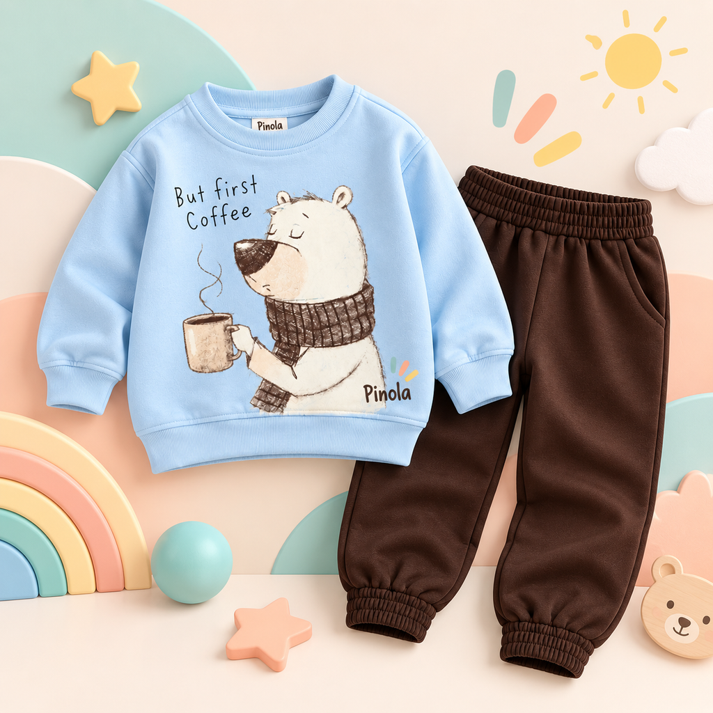 Pinola Cozy Coffee Bear Sweatshirt & Jogger Set