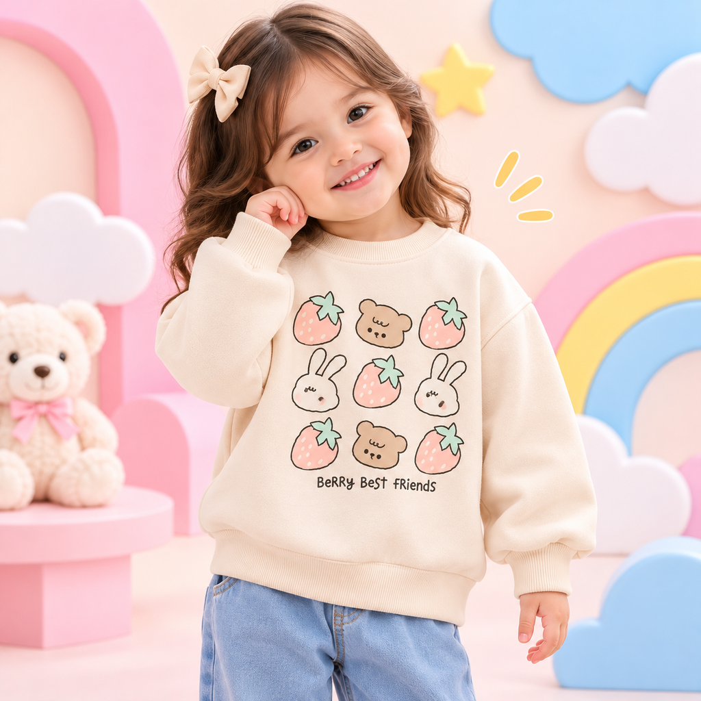 Pinola Berry Best Friends Girls Sweatshirt – Cream