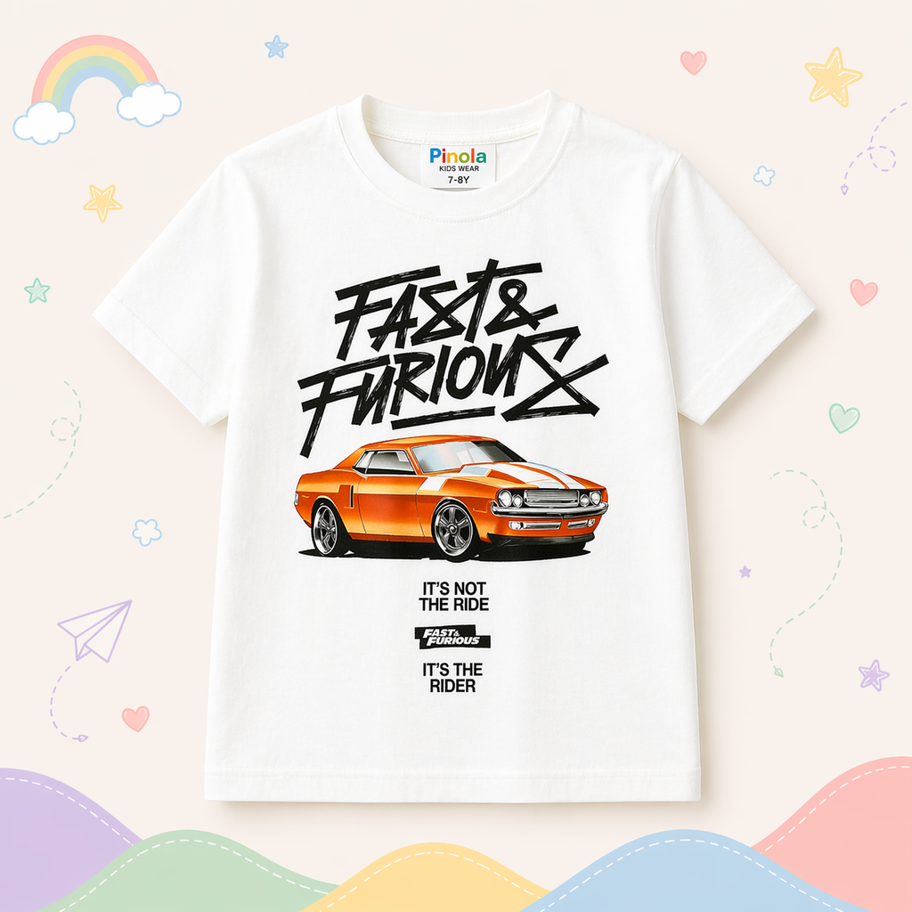 Pinola Boys White Graphic T-Shirt – Street Racer Car Print
