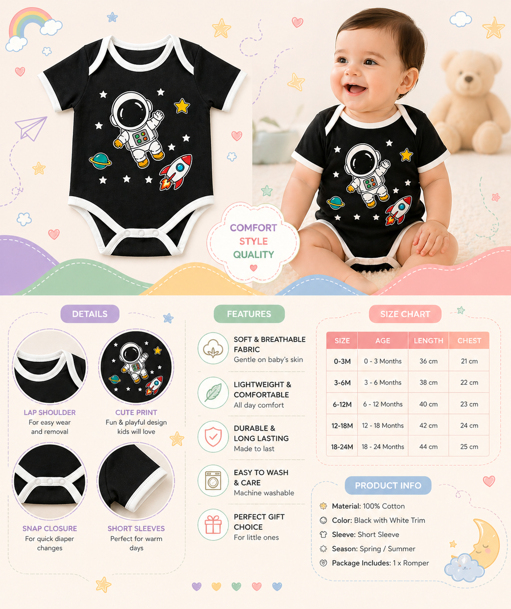 Pinola Space Explorer Baby Onesie
