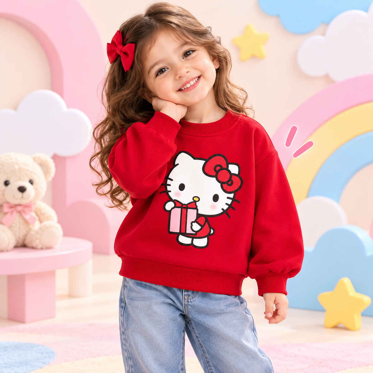 Pinola Hello Kitty Gift Love Girls Sweatshirt – Red
