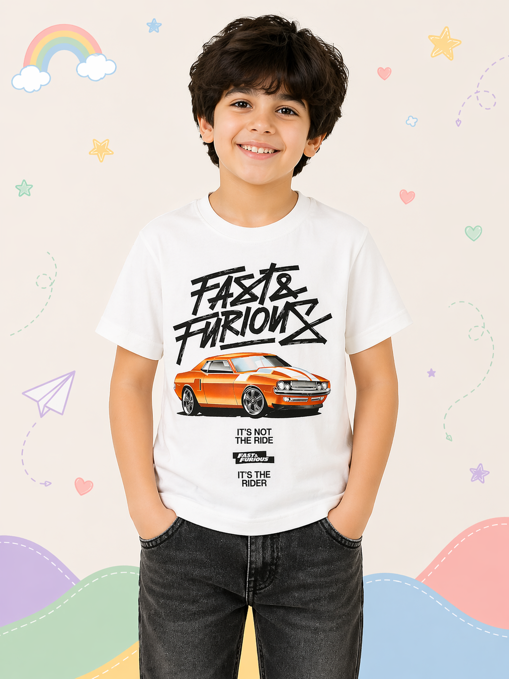 Pinola Boys White Graphic T-Shirt – Street Racer Car Print