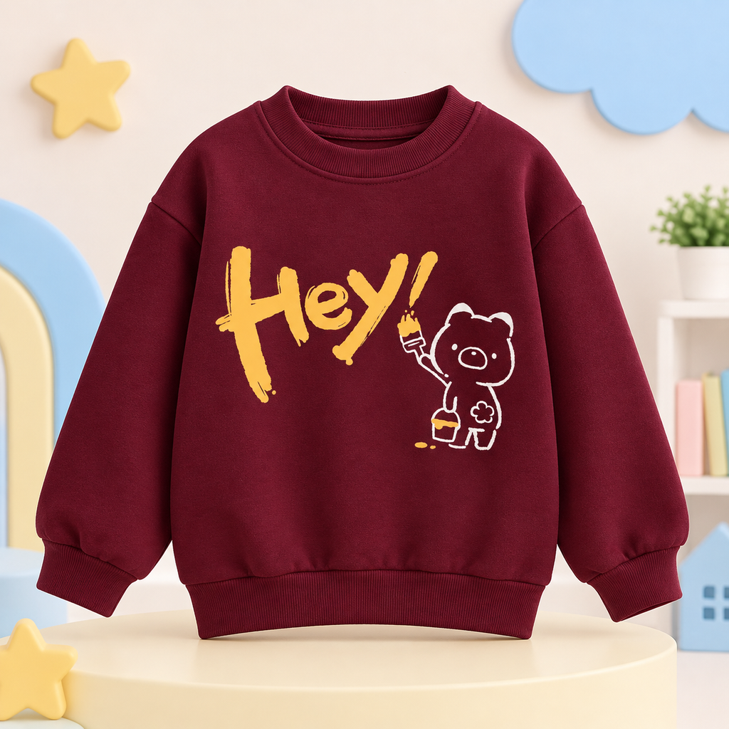 Pinola Hey Little Bear Kids Sweatshirt – Burgundy