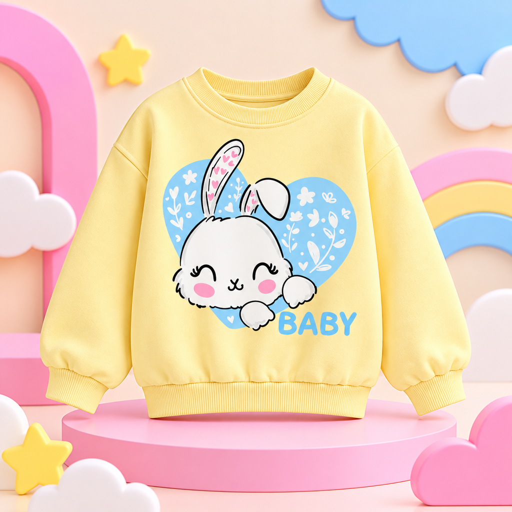 Pinola Little Bunny Love Girls Sweatshirt – Pastel Yellow