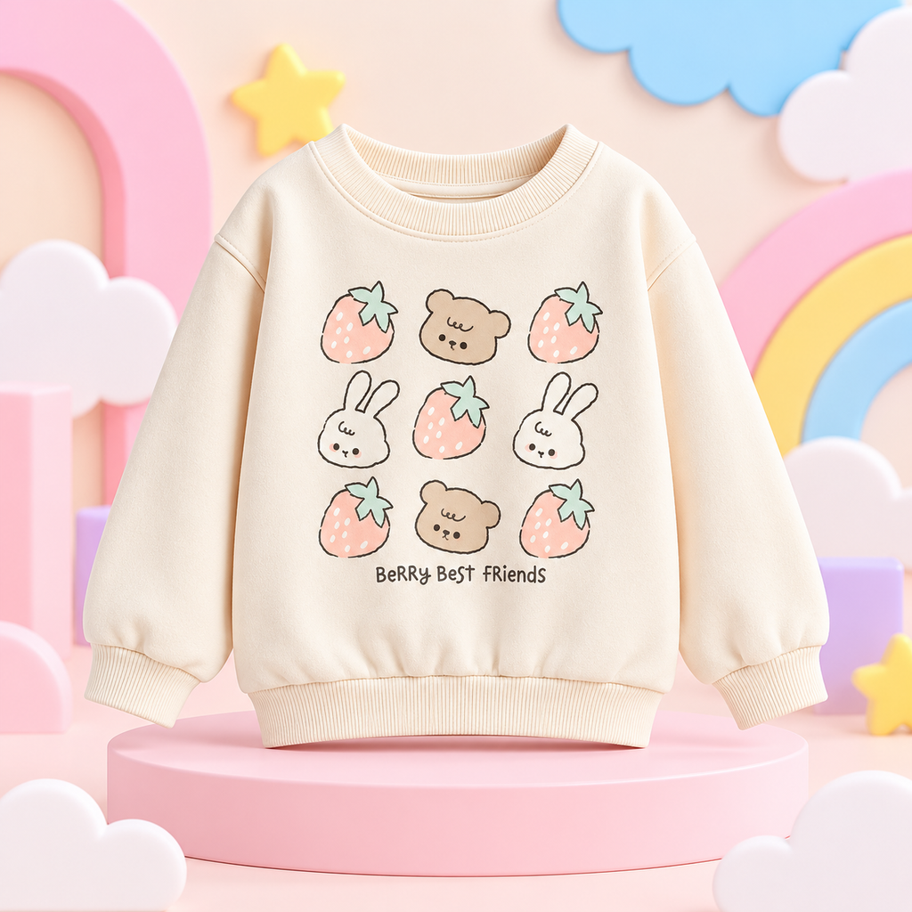 Pinola Berry Best Friends Girls Sweatshirt – Cream