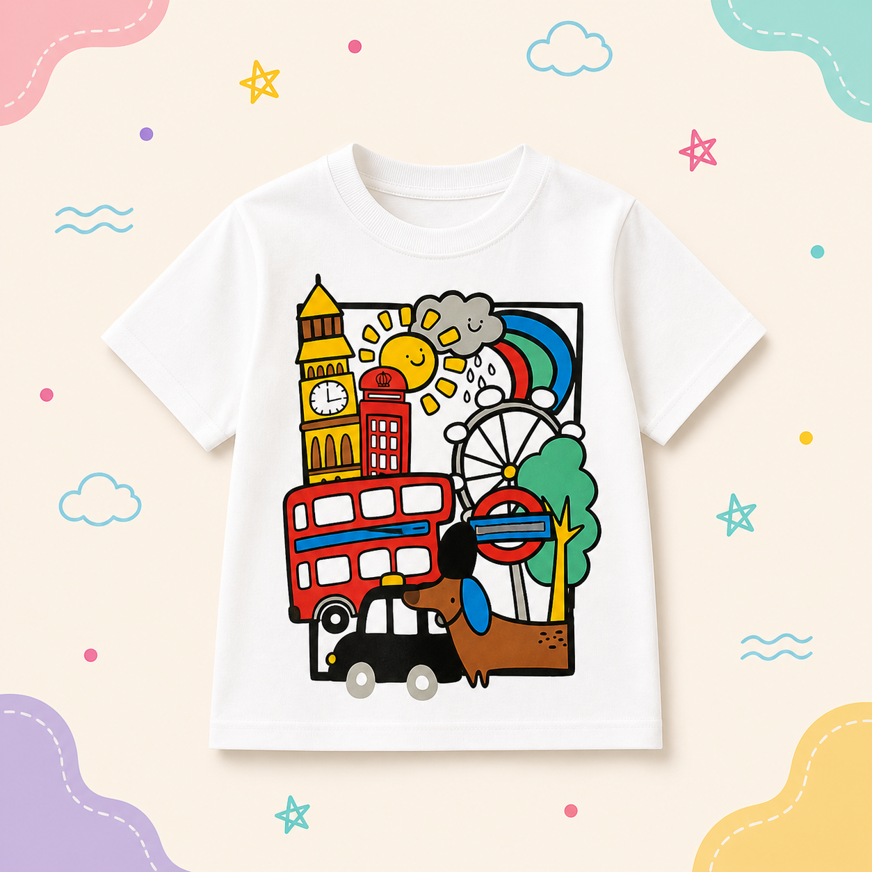 Pinola London Fun Kids T-Shirt – White