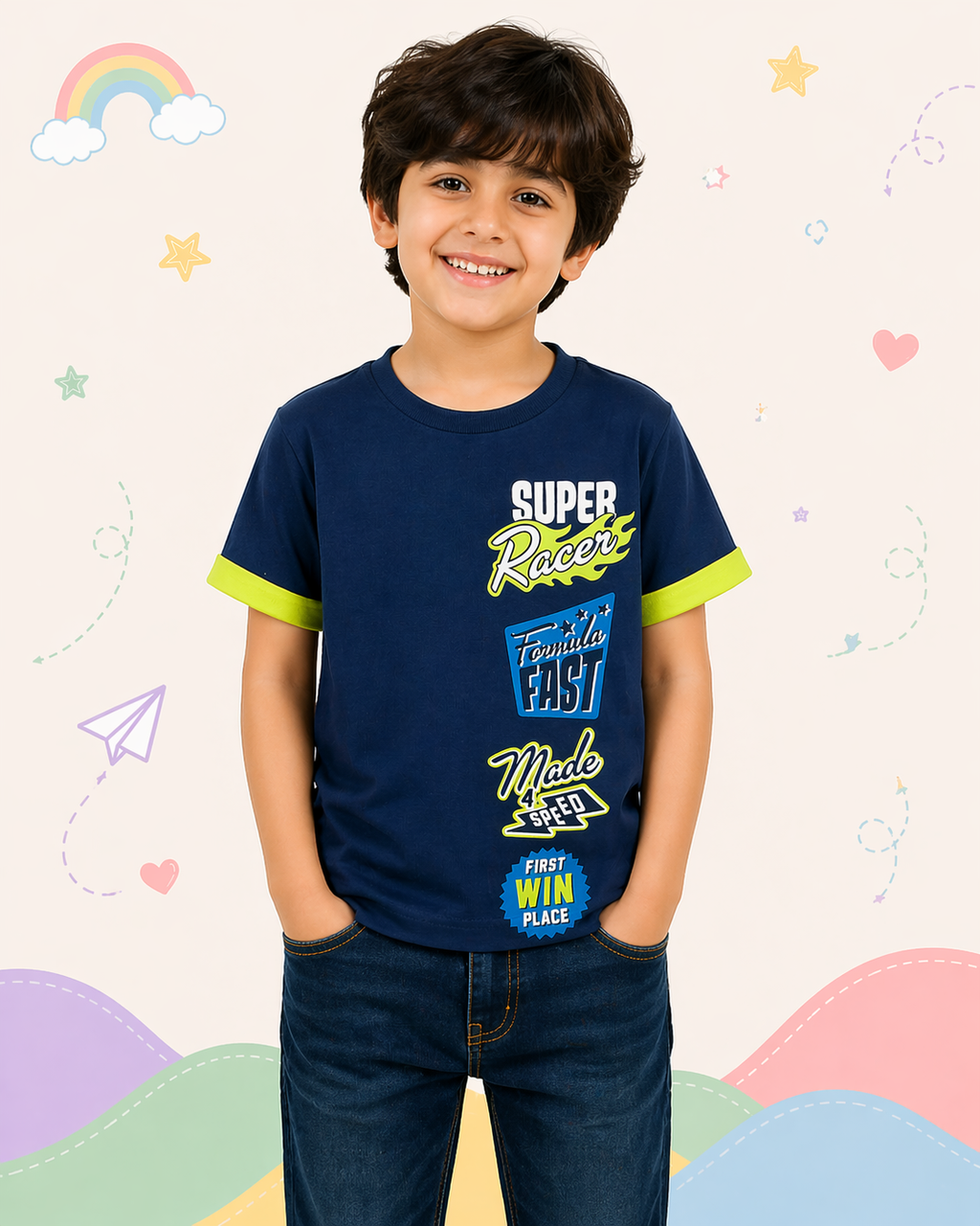 Pinola Boys Navy Graphic T-Shirt – Super Racer Print