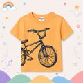 Pinola Boys Orange Graphic T-Shirt – Bicycle Print Casual Tee