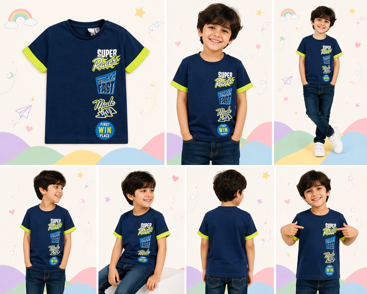 Pinola Boys Navy Graphic T-Shirt – Super Racer Print