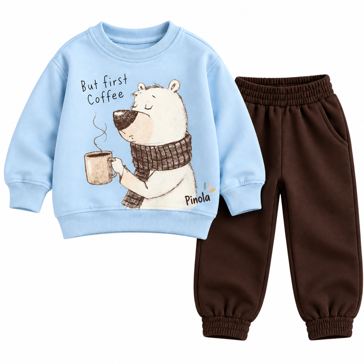 Pinola Cozy Coffee Bear Sweatshirt & Jogger Set