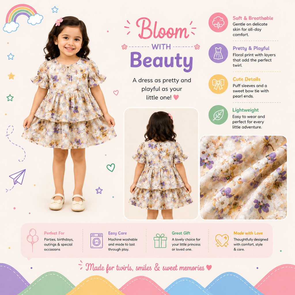 Pinola Lavender Bloom Layered Frock