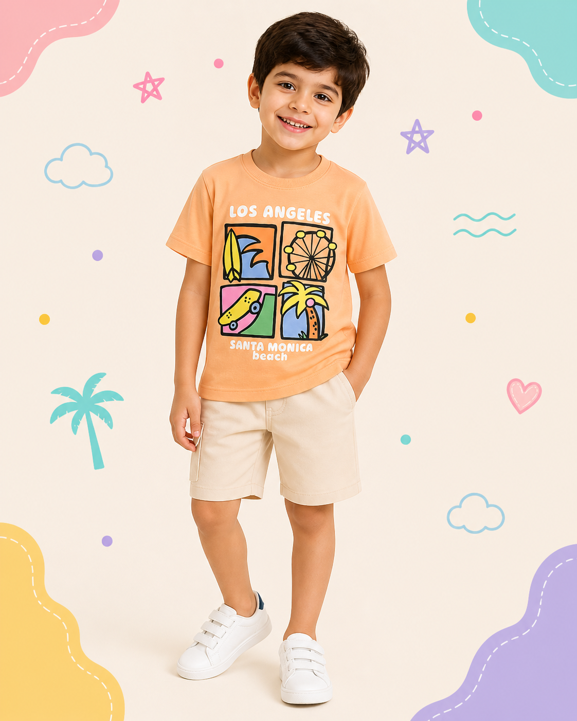 Pinola LA Vibes Kids T-Shirt – Peach
