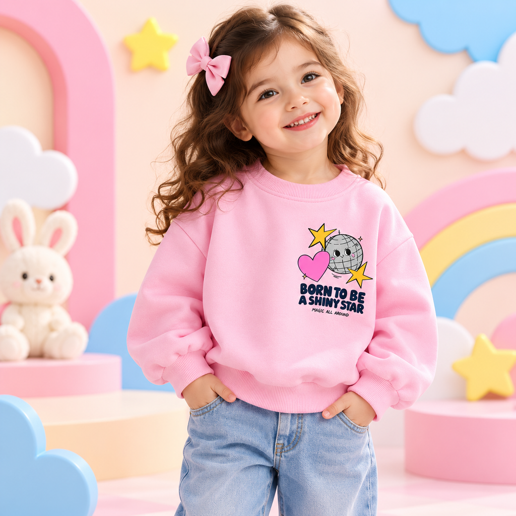 Pinola Born to Be a Shiny Star Girls Sweatshirt – Pink