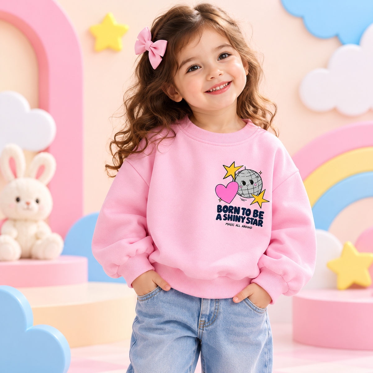 Pinola Born to Be a Shiny Star Girls Sweatshirt – Pink