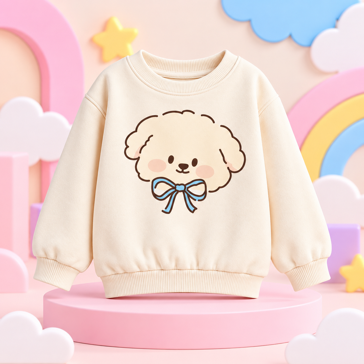 Pinola Fluffy Puppy Girls Sweatshirt – Beige