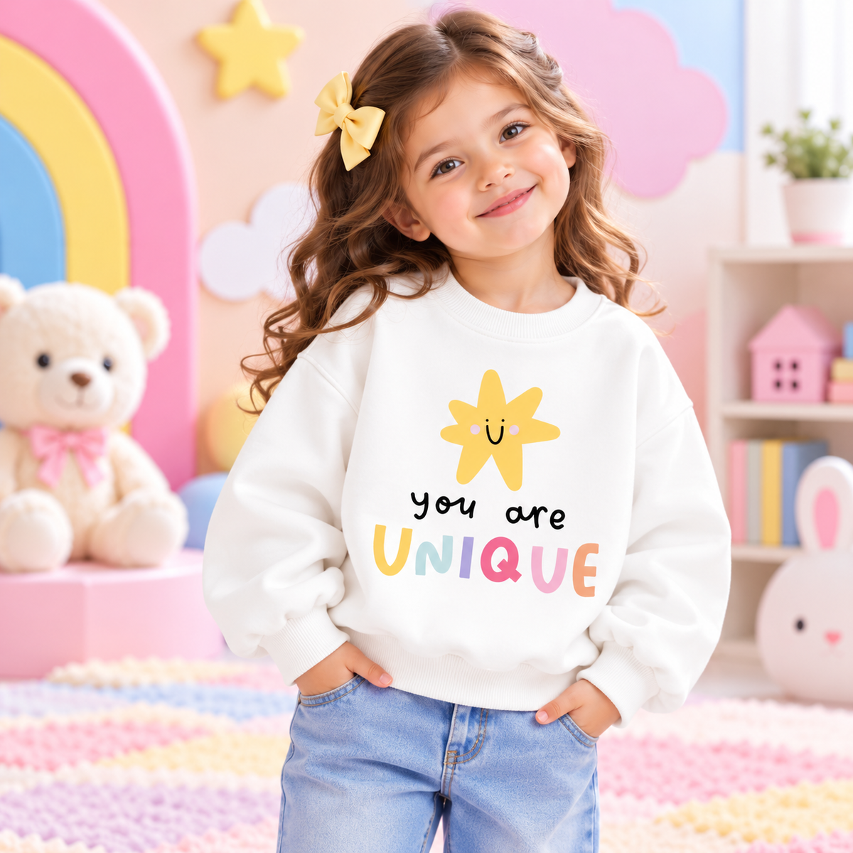 Pinola You Are Unique Girls Sweatshirt – White
