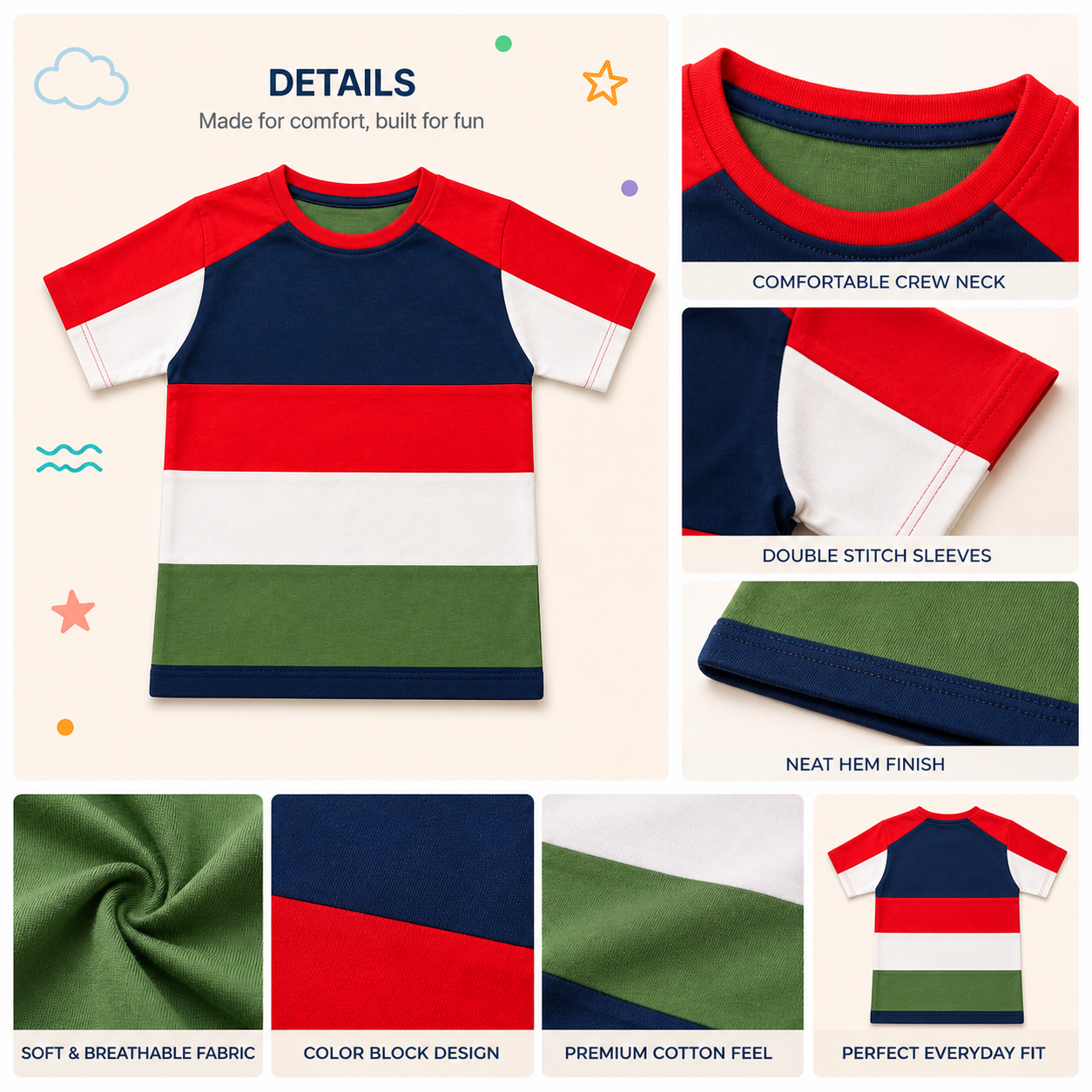 Color Block Kids T-Shirt – Play Stripe Edition