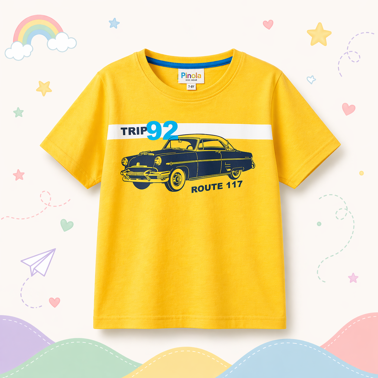Pinola Boys Yellow Graphic T-Shirt – Trip 92 Car Print