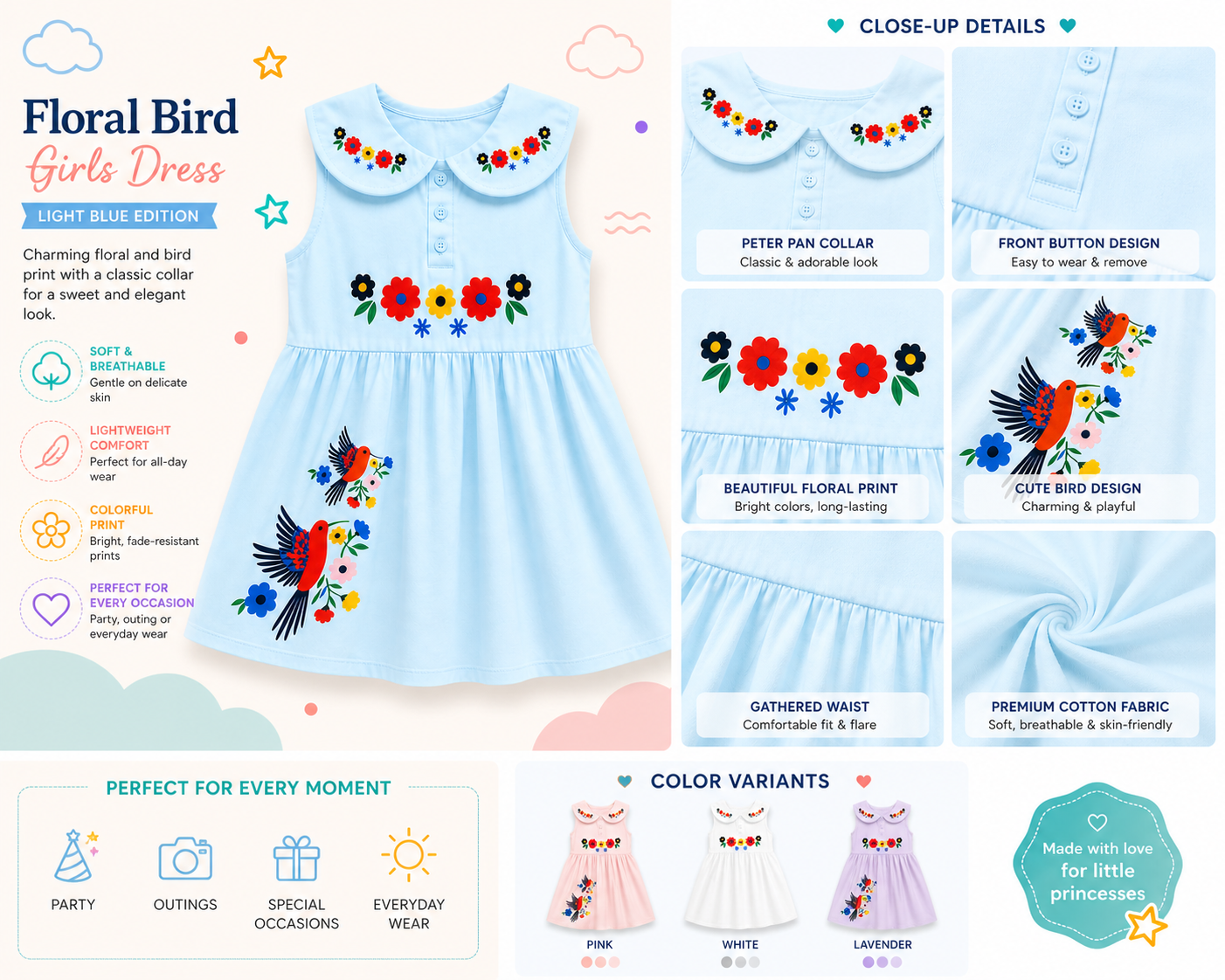 Pinola Blossom Bird Collar Dress