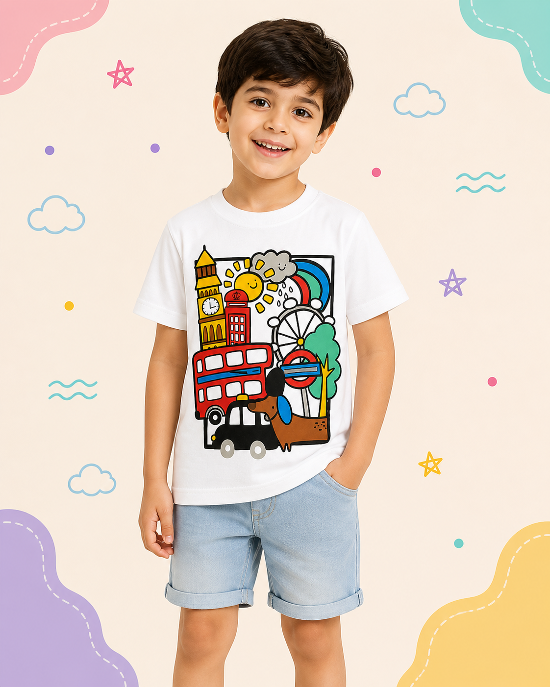 Pinola London Fun Kids T-Shirt – White